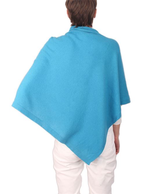 Poncho mantella da donna artigianale in lana azzurra Art Tricot | 2016115AZZURRO